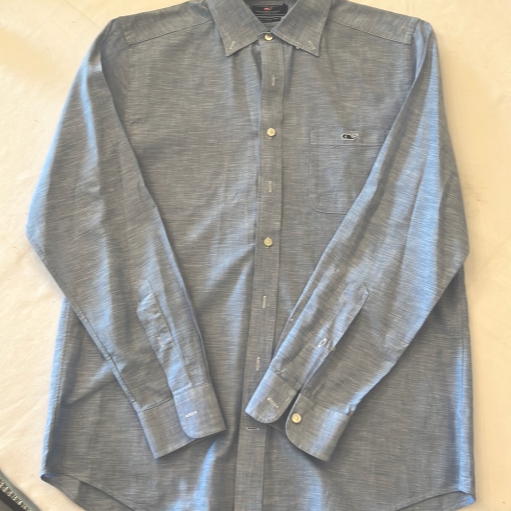 Vineyard Vines slim fit tucker shirt, medium, blue